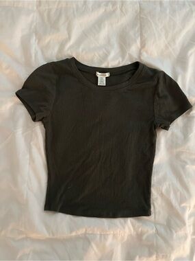 a new day Black Ribbed Short Sleeve Tee